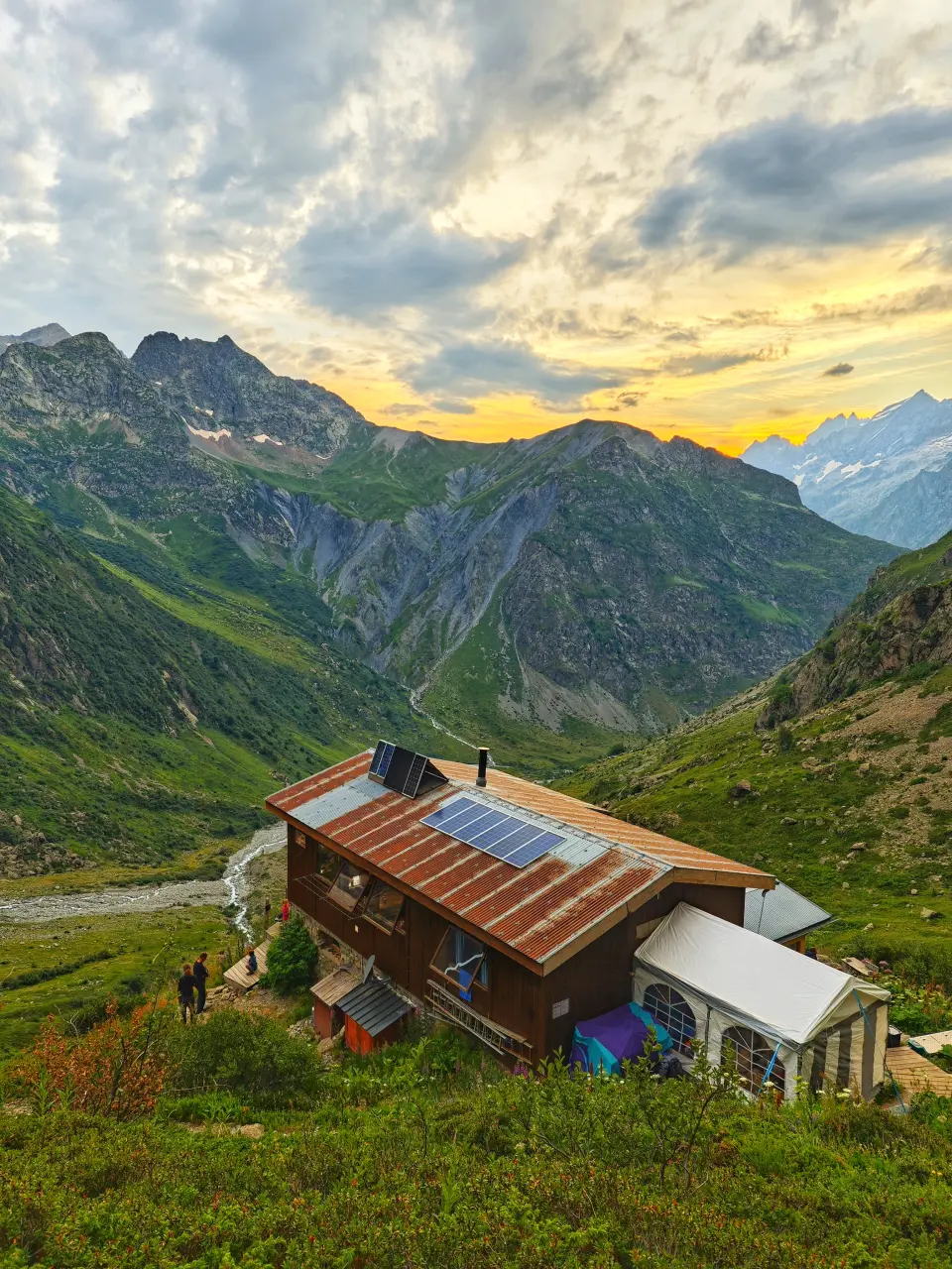 Chabournéou Refuge at sunset