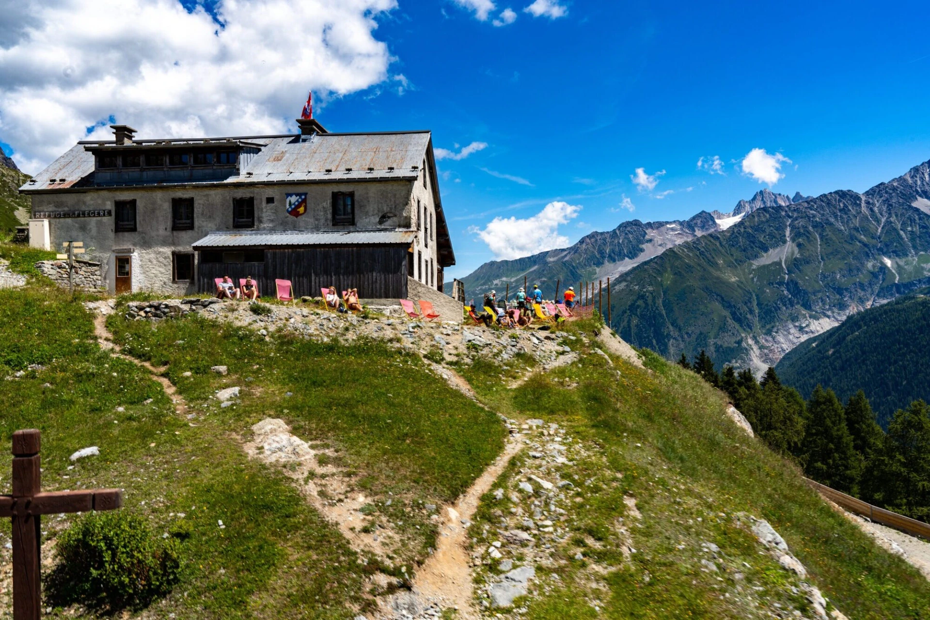 Refuge de la Flégère, south balcony facing the Mont-Blanc massif