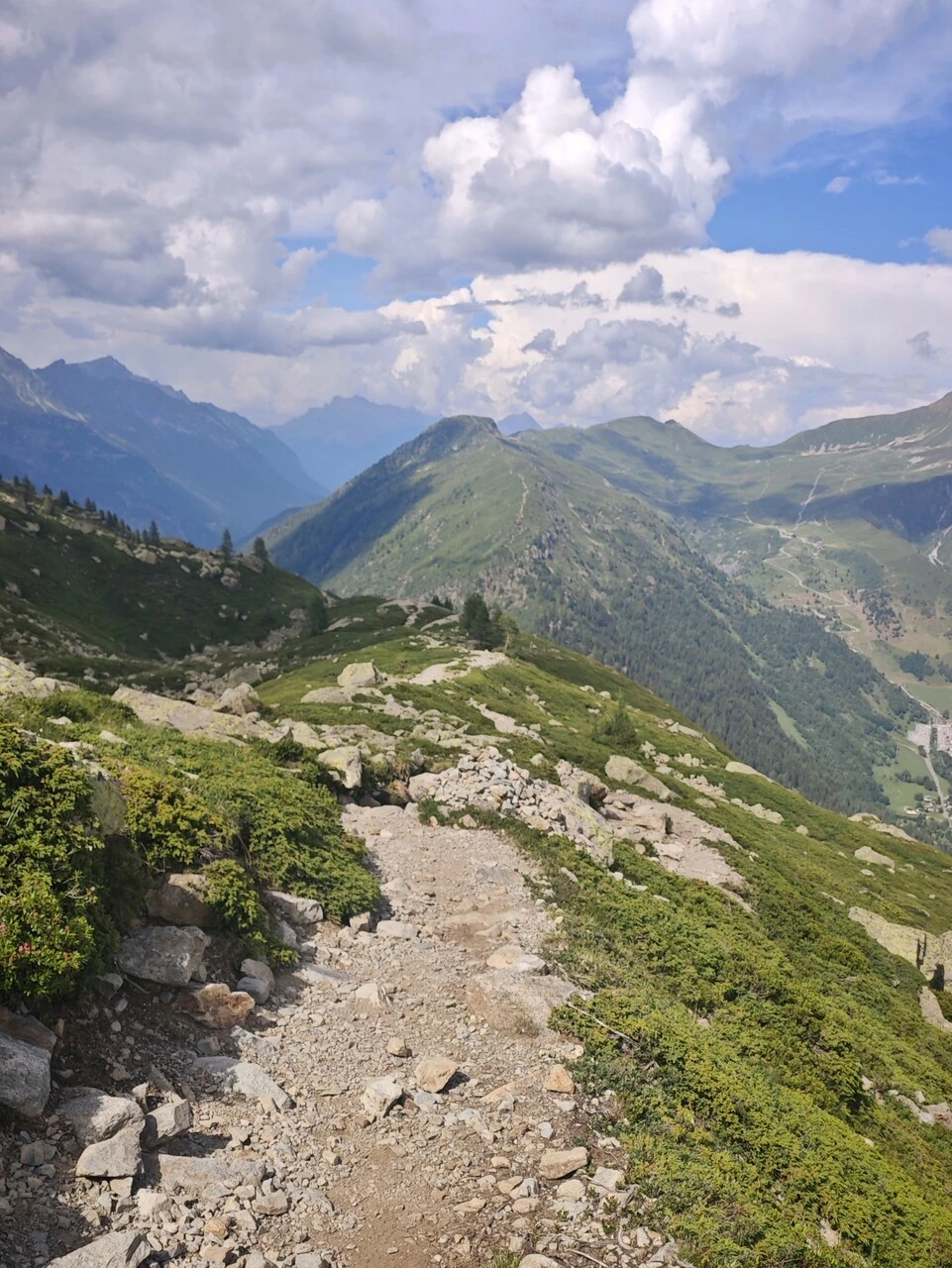 The stony path down from the Chéserys towards Col des Montets